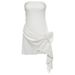 Women's Clothing Temperament Flower Decoration Solid Color Backless Tube Top Dress_ecoleips.com