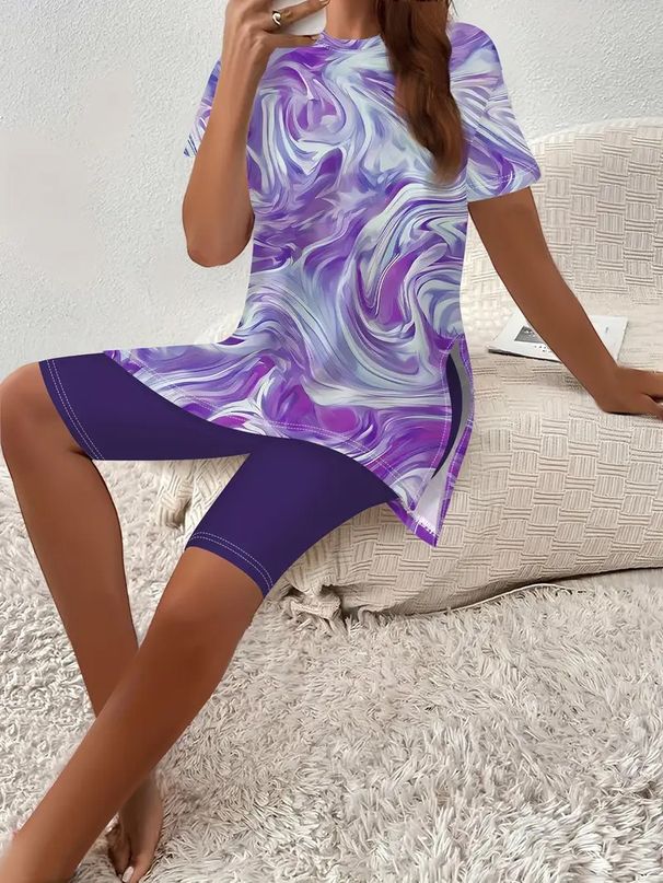 Women's Clothing New Style Sleeveless Two Piece Suit Female Thin Printed Casual Suit_ecoleips.com