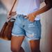 Women's Clothing Street Fashionista Ripped Straight Pants Women's Wide Leg Denim Shorts_ecoleips.com