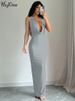 Hugcitar Swing Collar Halter Slip Sleeveless Backless Revealing Bandage Sexy Maxi Dress 2025 Summer Nightclub Party Women_ecoleips.com