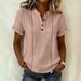 Women's Clothing Printed Button-Up Short Sleeve Shirt Casual Stand Collar Top Loose Fit Summer Fashion_ecoleips.com