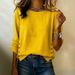 Women's Classic Solid Color Blouse Long Sleeve Elegant Ruffle Trim Versatile Top_ecoleips.com