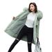 Women's Winter Parka With Fox Fur Trim - Longline Quilted Coat, Thickened Cotton Lining, Hooded Jacket (Khaki, Red, Black, Sage Green, Blue)_ecoleips.com