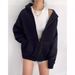 Women's Clothing Zip-Up Hooded Cardigan Coat - Soft Polyester Blend, Relaxed Fit, V-Neck, Pockets, Lightweight & Stylish (Dark Brown, Black)_ecoleips.com