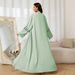 Verve Embroidered Belted Muslim Long Dress Fashionable Elegant Cardigan Abaya Robe_ecoleips.com