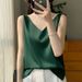 Silk Satin Double Shoulder Strap Women's Vest 2024 Summer New Slim V-Neck Short Elegant Inner Wear Top T-Shirt_ecoleips.com