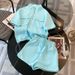 Women's Summer 2026 New Sweet Stand Collar Half-Zip Fashionable Casual Shorts Two-Piece Sports Set_ecoleips.com