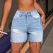 Women's Clothing Summer Street High Elastic High Waist Shorts Ripped Denim Shorts_ecoleips.com