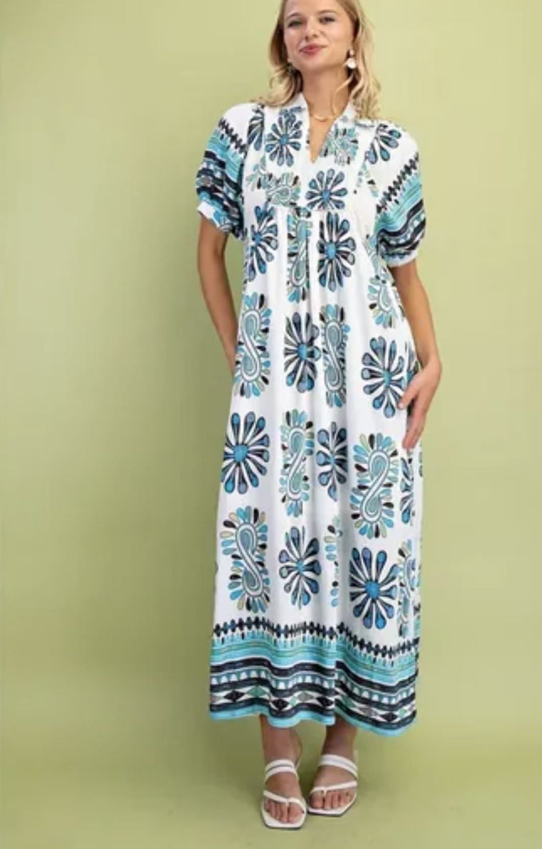 Summer New Arrival Women's Loose Printed Long Dress Short Sleeve Fashion European American Style Clothing_ecoleips.com