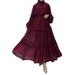 Elegant Long Dress With Lace Belt – Modest Flowy Maxi Dress For Women, Soft Solid Color & Feminine Details_ecoleips.com