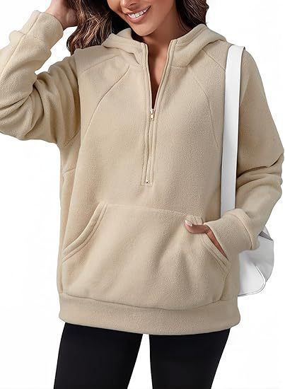 Autumn/Winter Women's Half-Zip Hoodie With Fleece And Oversized Colorful Hoodie_ecoleips.com