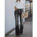 Vintage High-Waisted Flared Jeans For Women - Stretch Denim With Multiple Buttons & Washed Finish - Plus Size Available_ecoleips.com