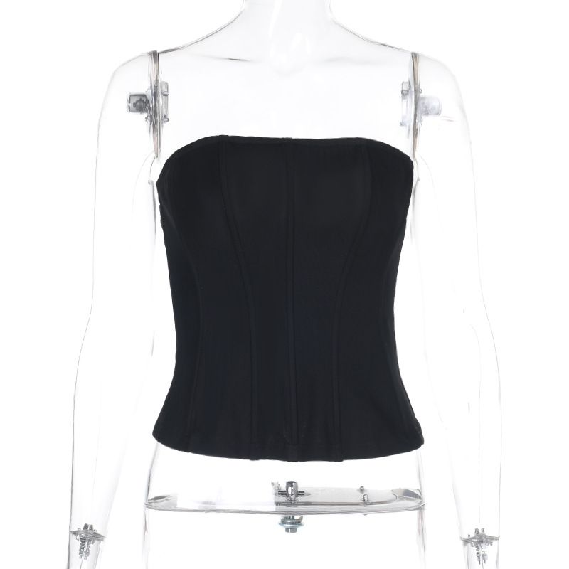 JY24677MHO European And American Cross-border Sexy Strapless Top 2025 Summer New Style Waist-cinching Camisole_ecoleips.com