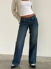 Women's Stretch Straight Leg Jeans Mid Waist Full Length Casual Cotton Pants Wide Leg Jeans For Spring/Autumn & Summer_ecoleips.com