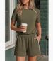 Women's Short Sleeve T-Shirt And Shorts Set Casual Two Piece Outfit for Travel Lounge And Light Exercise_ecoleips.com