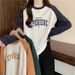 color-blocked Raglan Long-sleeve Hoodless Sweatshirt Women, Spring And Autumn Thin 2022, Loose Fit,_ecoleips.com