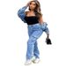 Women's High-Waisted Workwear Jeans Multi-Pocket Straight Leg Denim Pants for Casual And Work_ecoleips.com