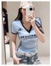 Women's Clothing Deep V Neck Short Sleeve T-Shirt Slim Fit Fashionable Casual Women's Top For Formal & Casual For Women_ecoleips.com