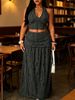 Women's Backless Tie Waist Crop Top And Long Skirt Fashion Set Spring Summer Collection_ecoleips.com