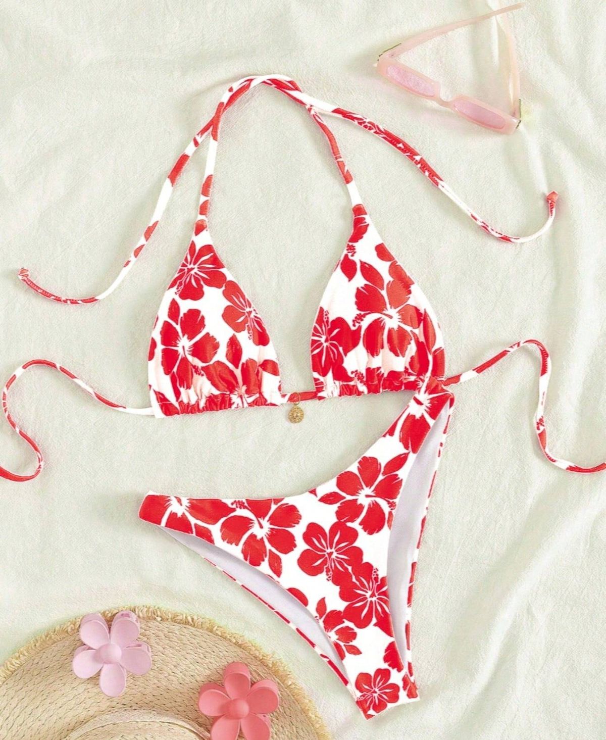 Bikini Swimsuit Women's Tight Fitting Small Floral Print Beach Vacation Swimwear_ecoleips.com