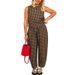 Women's Clothing Women's Clothing New Printed Plaid Loose Casual Sleeveless Vest Trousers Suit_ecoleips.com