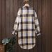 Spring Large-Sized Women's Shirt: Korean-Style Loose-Fitting Long-Sleeved Plaid Shirt With Versatile Design_ecoleips.com