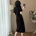 Casual Sports For Women Summer Design Sense Fashionable Gray Short Sleeve Top And Skirt Two-Piece Set_ecoleips.com