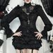 Halloween Lace Hollow out Long Sleeve Top for Women Dark Style Comfortable Casual Shirt Autumn Fashion_ecoleips.com