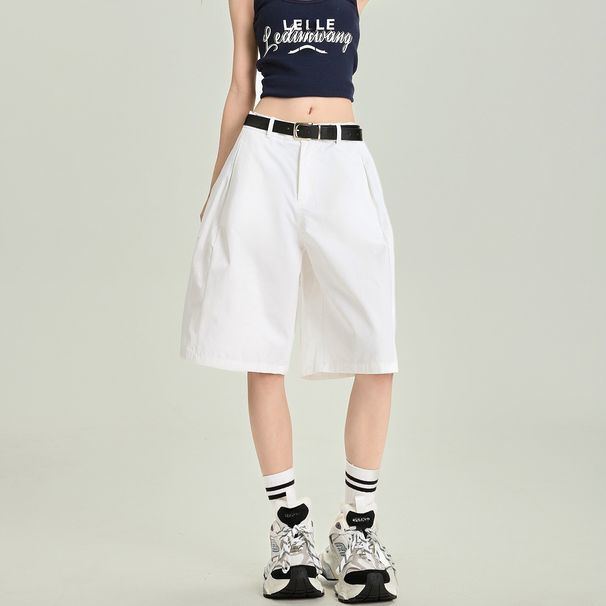 Casual Five-point Shorts Women's Spring And Summer New Simple Loose High-waisted Quick-drying Overalls_ecoleips.com