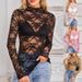 Women's Clothing Summer Mesh Bottoming Shirt Slim Lace Long Sleeved Top T Shirt For Women_ecoleips.com