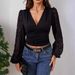 European And American Cross-border 2026 New Chiffon Lantern Sleeve Patchwork Pleated Waist V-neck Long-sleeve Slim-fit_ecoleips.com