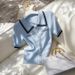 Women's Blue Collared Short Sleeved T-Shirt Color Block Knit Top Elegant Summer_ecoleips.com