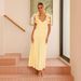 Women's Clothing Elegant V Neck Long Dress Summer Sexy Side Slit Pleats Backless Design Spring/Autumn Clothing_ecoleips.com