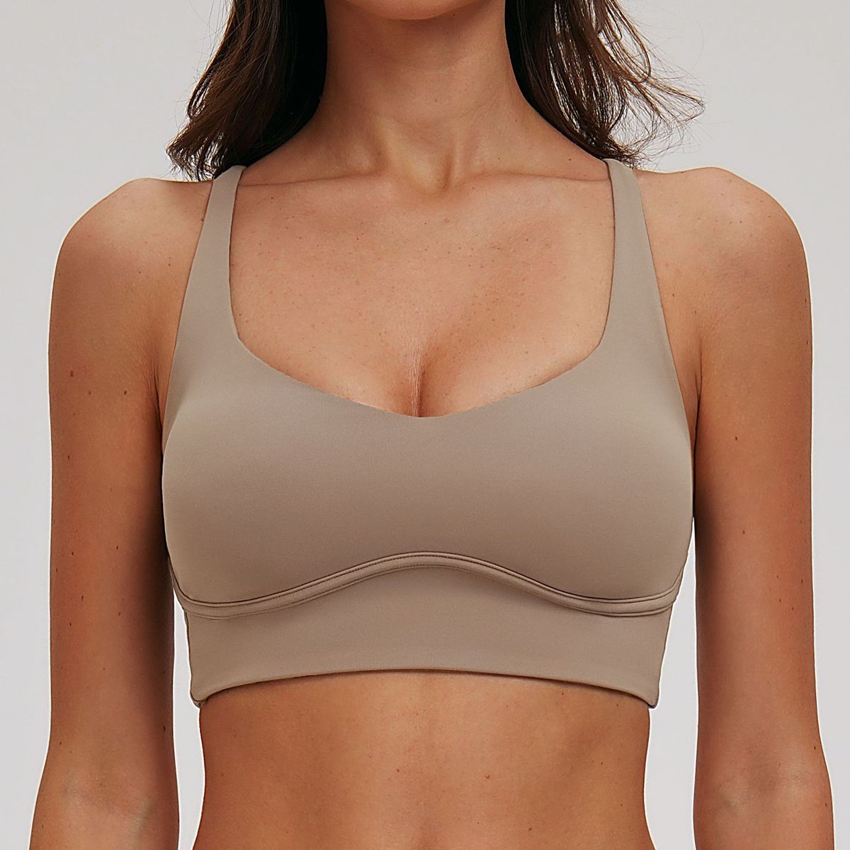 Crisscross Back Sports Bra – Breathable Yoga Top With Soft Brushed Lining | High-Support Workout Essential_ecoleips.com