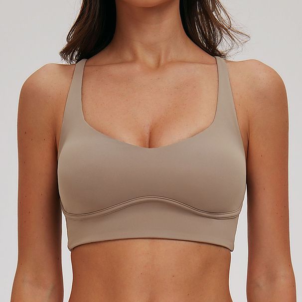 Crisscross Back Sports Bra – Breathable Yoga Top With Soft Brushed Lining | High-Support Workout Essential_ecoleips.com