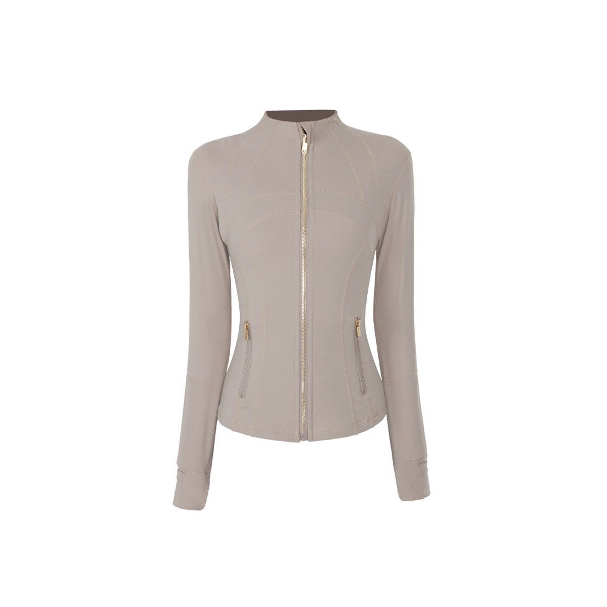 Women's Slim Fit Yoga Top Jacket With Gold Zipper Non-Mesh Fabric For Outdoor Sports And Fitness Upgraded Version_ecoleips.com