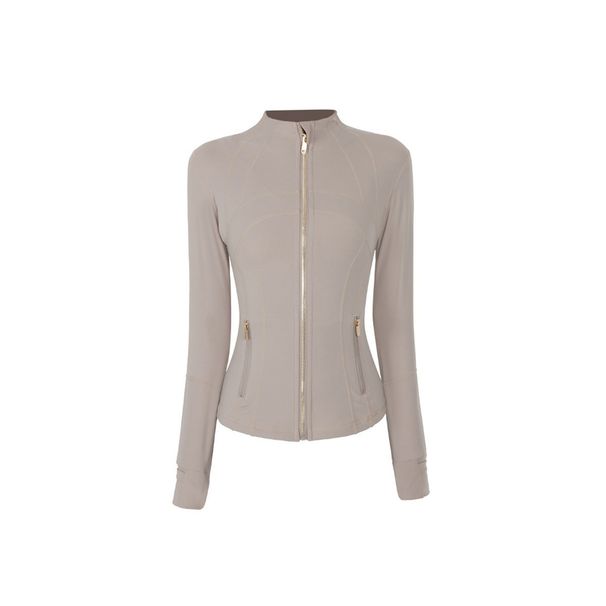 Women's Slim Fit Yoga Top Jacket With Gold Zipper Non-Mesh Fabric For Outdoor Sports And Fitness Upgraded Version_ecoleips.com