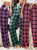 Three-piece Women's New Style Checkered Printed Long Pants, Casual And Comfortable Pajama Pants, Bow-decorated Checkered Pattern_ecoleips.com