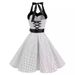 Retro Polka Dot Halter Neck Bodycon Midi Dress - Bustier Corset Waist & Flared Skirt For Women_ecoleips.com