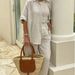 Women's Clothing Pink Top Shirt Pants Trousers Solid Color Long Sleeved Urban Leisure Suit_ecoleips.com