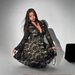 Elegant Plus Size V-Neck Lace Evening Dress, Sexy Bodycon Gown With Long Sleeves, Floral Embroidery Formal Dress For Women (0XL-5XL, Black)_ecoleips.com
