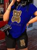 Summer Women's Casual And Fashionable Cartoon Bear Pattern Print Loose T-shirt+shorts Two-piece Sportswear Suitable For Daily Wear-94_ecoleips.com