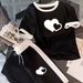 Summer Women's Fashion Set Letter Print Short Sleeve Top And Drawstring Pants Cross Border Style 8002_ecoleips.com
