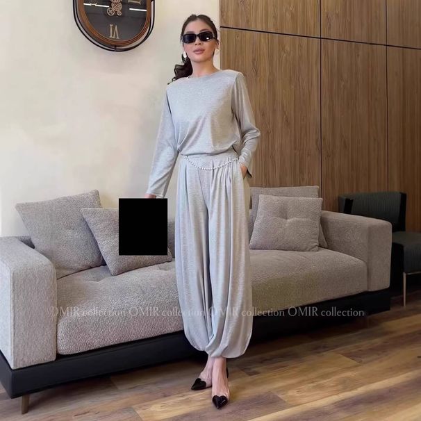 Women's Solid Color Wide Leg Pants Set Loose Casual Spring Style Clothing_ecoleips.com