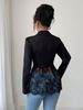 2026 Autumn New Contrasting Lace Waist Slim A-shaped Women's Blazer_ecoleips.com