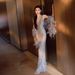 Women’s Clothing Glittery Look Elegant And Fashionable Backless V Strap Slim Sequined Tight Sleeveless Hip Wrapped Long Dress_ecoleips.com