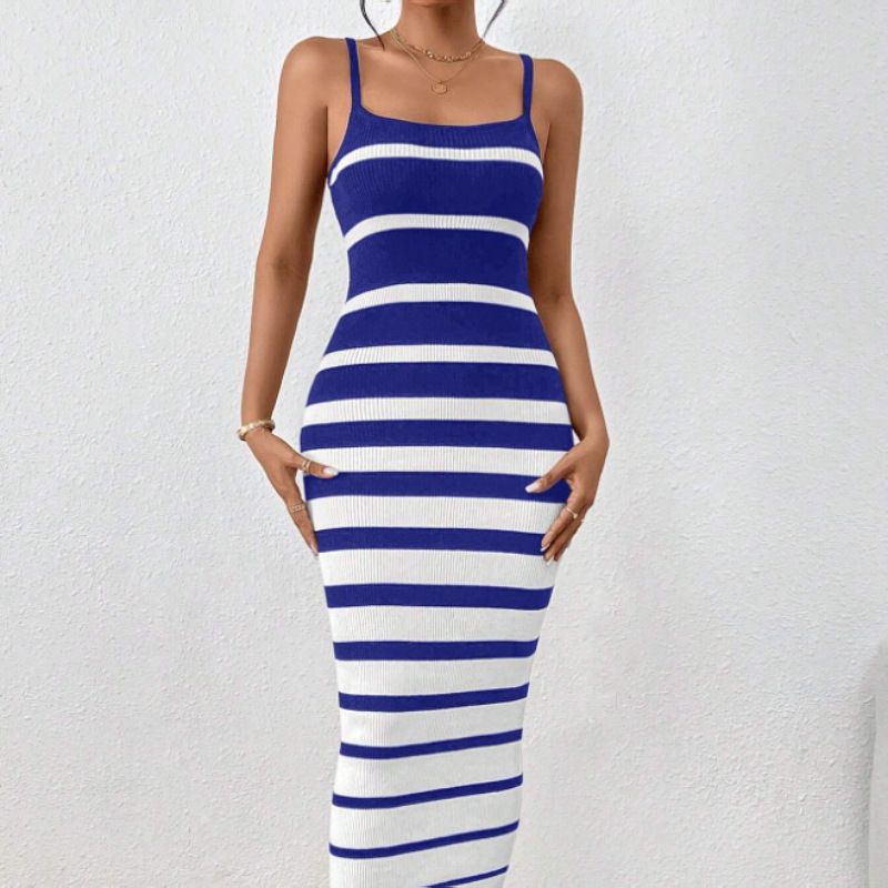 Women's clothing sexy hot girl striped suspenders hip dress long skirt female_ecoleips.com
