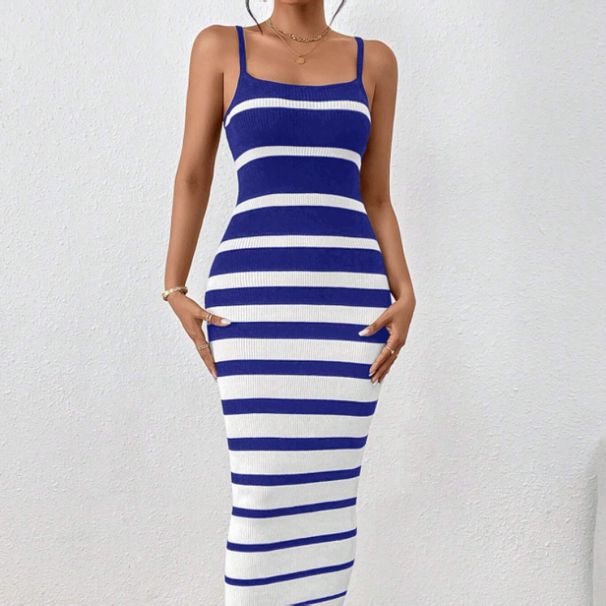 Women's clothing sexy hot girl striped suspenders hip dress long skirt female_ecoleips.com