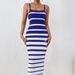 Women's clothing sexy hot girl striped suspenders hip dress long skirt female_ecoleips.com
