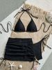 Women's 3-Piece Bikini Set – Adjustable Halter & High-Waisted Bottoms With Cover-Up | Sexy Swimwear For Beach & Pool_ecoleips.com